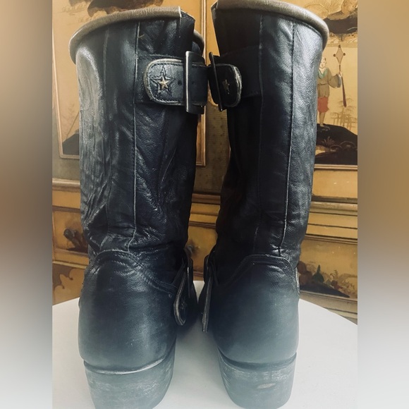 OLD GRINGO MEXICANA Black Leather Star Studded Moto Biker Boots 9.5 10 Like New! - Picture 10 of 12